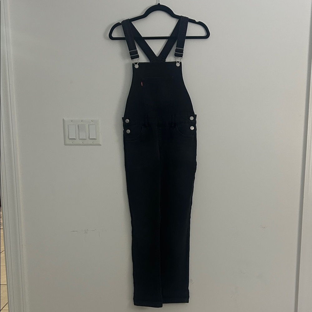 Levis Kids Black Denim Overalls Straight Leg Size 12 Reg